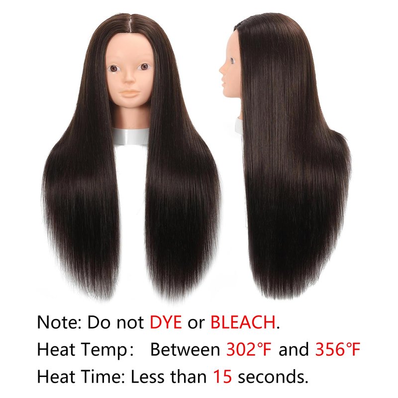 Opini 26 Inch Mannequin Head 80% Real Human Hair Styling Mannequin Doll Head Human Hair for Hairdresser Practice Hair and Makeup With Free Clamp (#4 No Makeup)