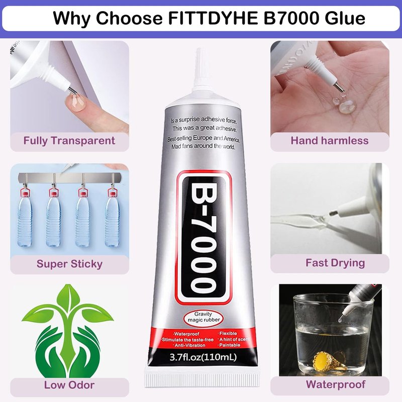 B7000 Adhesive Rhinestones Glue - 2PCS 110ml | Perfect for Jewelry, Crafts & Nail Art