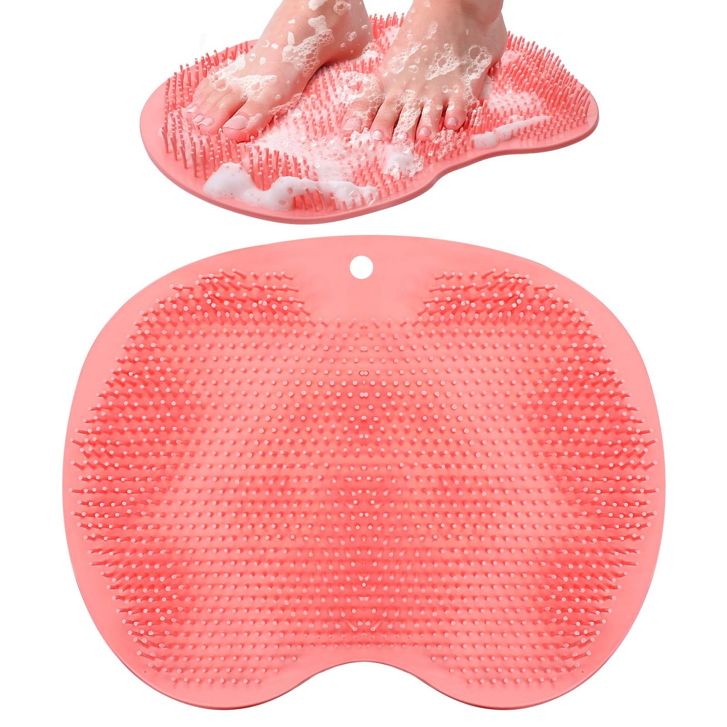 Guduling Foot Shower Scrubber,Silicone Shower Feet Scrubber Mat,with Non-Slip Suction Cups,Exfoliating Bath Wash Pad,Foot and Back Scrubbers for Showers Floor, Pink