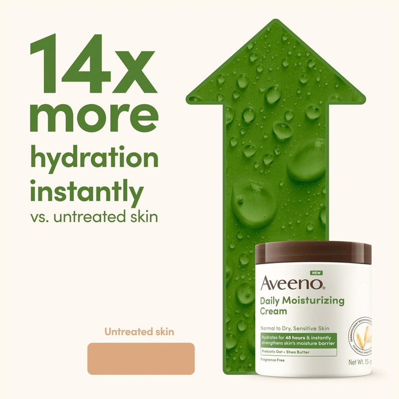 Aveeno Daily Moisturizing Cream - Hydrating Oat & Shea Butter Formula for Body, Face & Hands | 20 oz, Fragrance-Free