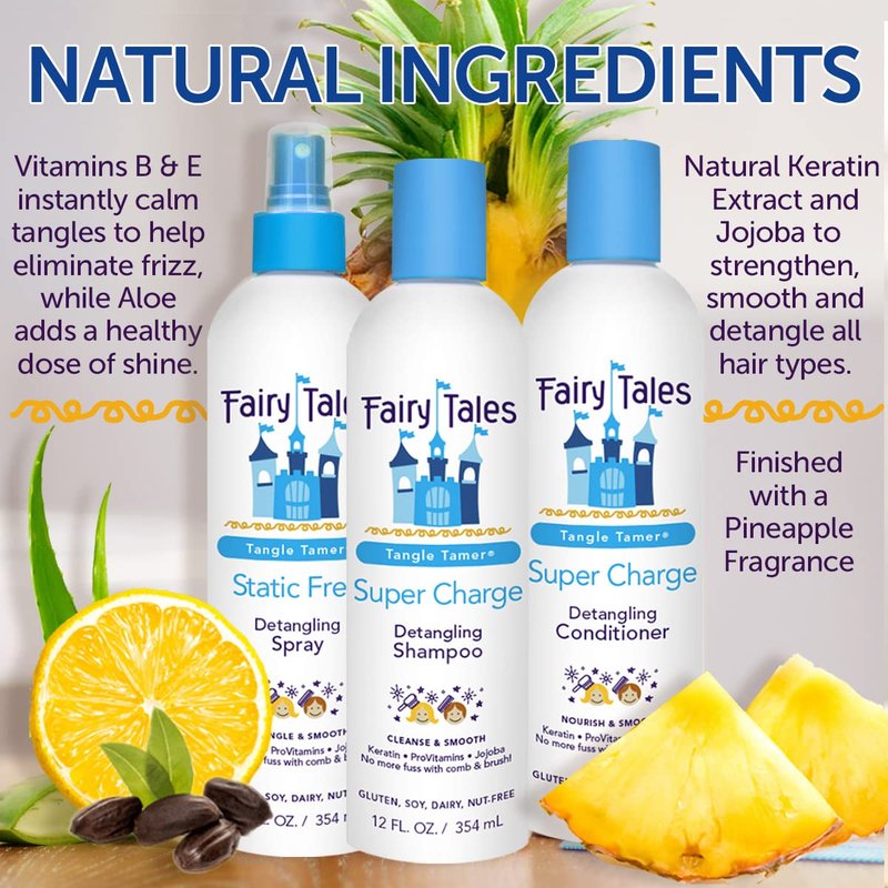Fairy Tales Tangle Tamer Detangling Spray - Static-Free Formula for Kids - 12 oz, Paraben & Sulfate Free