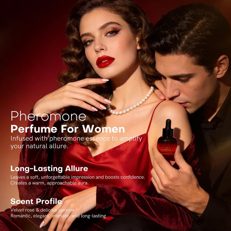 KIMUSE Pheromones Perfumes for Women, Long Lasting Women's Perfume with Rose & Jasmine Scent, Enhances Attraction & Confidence, Vegan & Cruelty-Free, Travel Perfume Cologne 10ml/0.34fl. oz