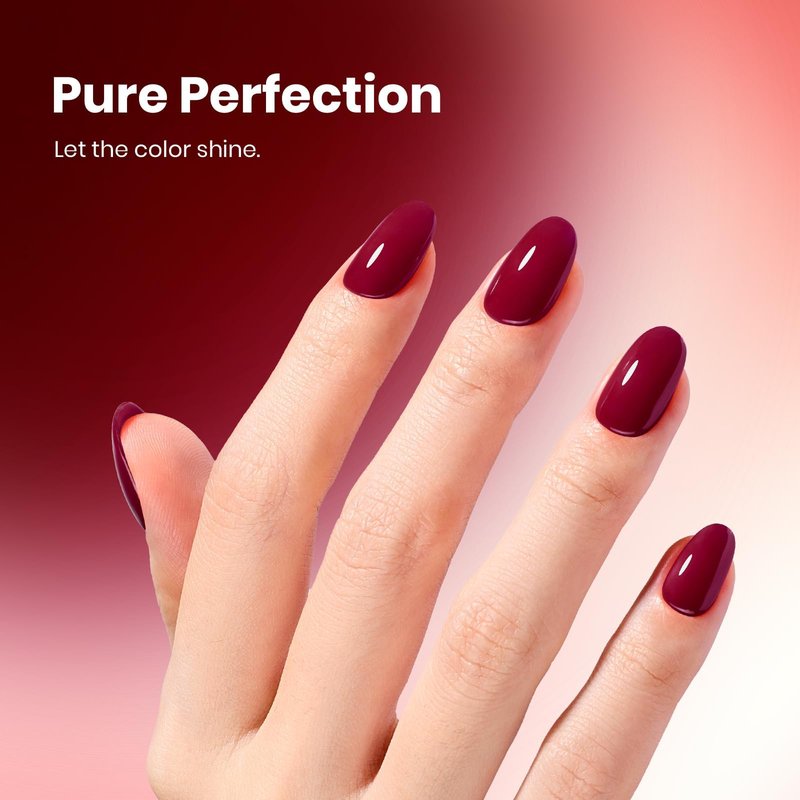 Beetles Red Gel Polish - Burgundy Bliss 15ML/0.51Fl Oz, Red Gel Nail Polish, Same Color Same Bottle STAY SHINING Series, Soak Off UV LED Lamp Spring Nails Art, Long-Lasting Manicure Salon DIY Home