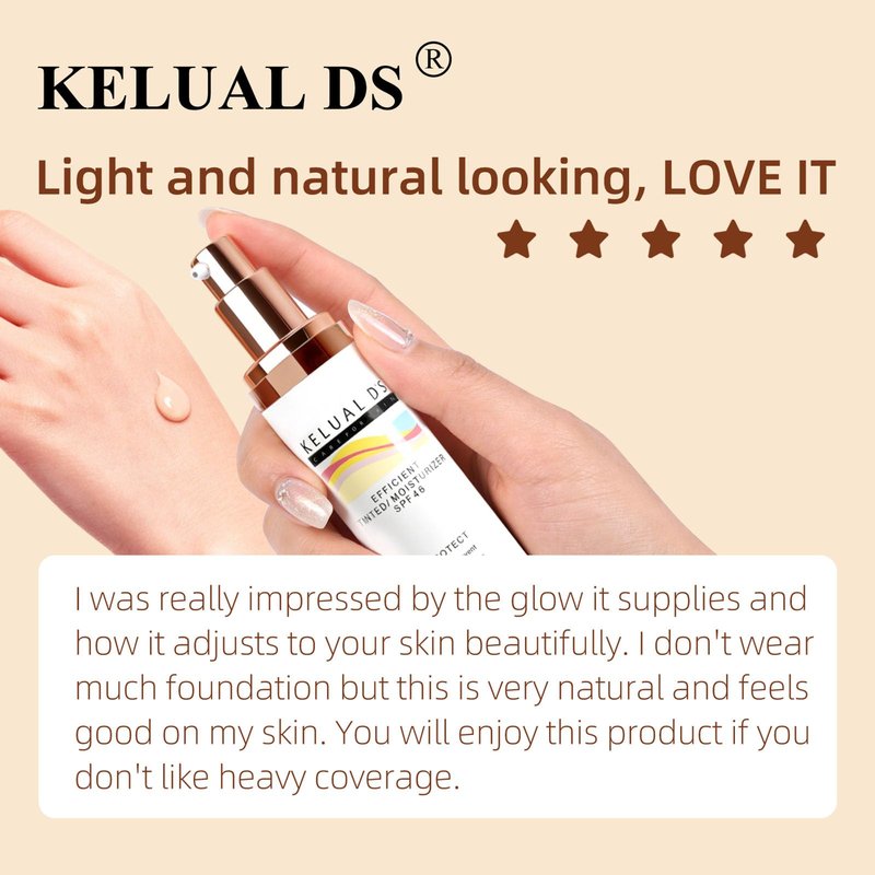 KELUAL DS Tinted Moisturizer,Anti-Aging Tinted Face Moisturizer SPF 46 | Broad Spectrum SPF Protection, Hydrating Dewy Universal Tinted Moisturizer, 1.7oz/50ml