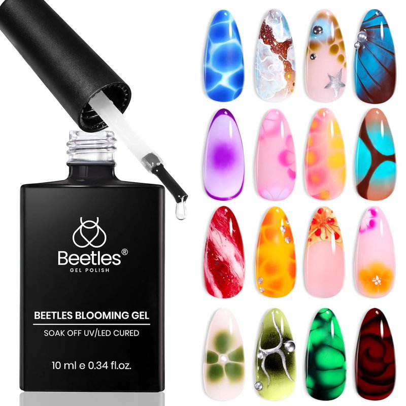 Beetles Blooming Gel, Blooming Gel Nail Polish Clear Uv Led Blossom for Spreading Effect Marble Natural Stone Watercolor Floral Print Soak off Diy Summer Nail Art Design Manicure Gifts for Women
