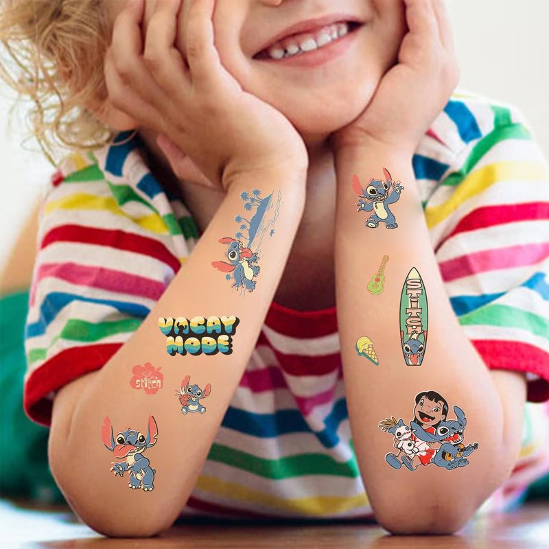 10 Sheets Stitch Temporary Tattoos for Teen, Cool Birthday Party Favors, Cute Cartoon Decoration Sticker Gifts for Teen Adult Home Activity Class Prizes Carnival Christmas Rewards