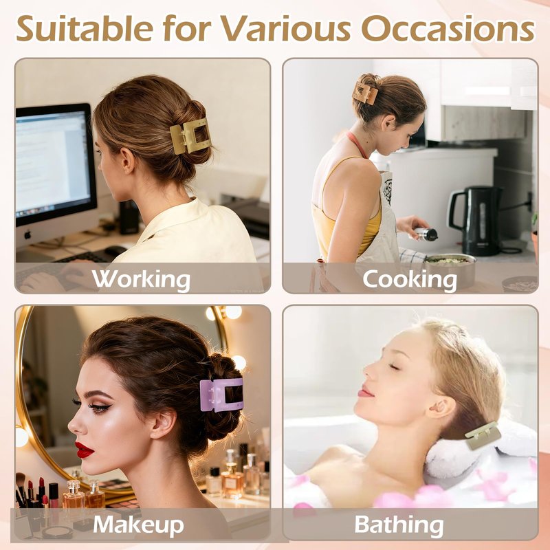 Artchita French Flat Hair Clips for Women 6pcs Hair Claw Clips for Thick or Thin Hair Matte Claw Clips for Girls Barrettes Non-Slip Strong Hold Hair Accessories for Women (Ice Cream)