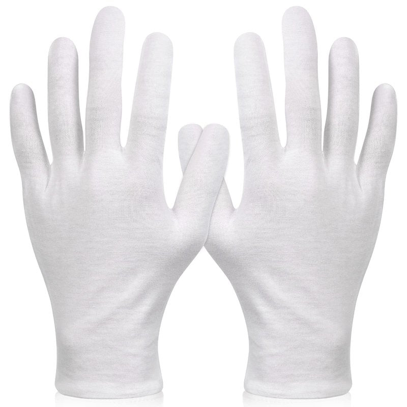 Paxcoo 6 Pairs XL White Cotton Gloves for Dry Hand Moisturizing Cosmetic Eczema Hand Spa and Jewelry Inspection