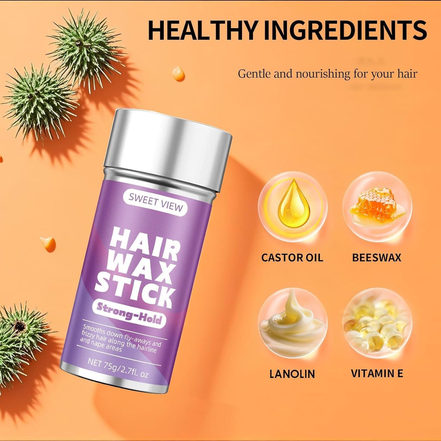 SWEET VIEW Hair Wax Stick, Slick Back Hair Pomade/Balm/Gel for Tame Flyaways, Frizz, Sleek Ponytails, Buns, Styling Accessory for Women, Teen Girls
