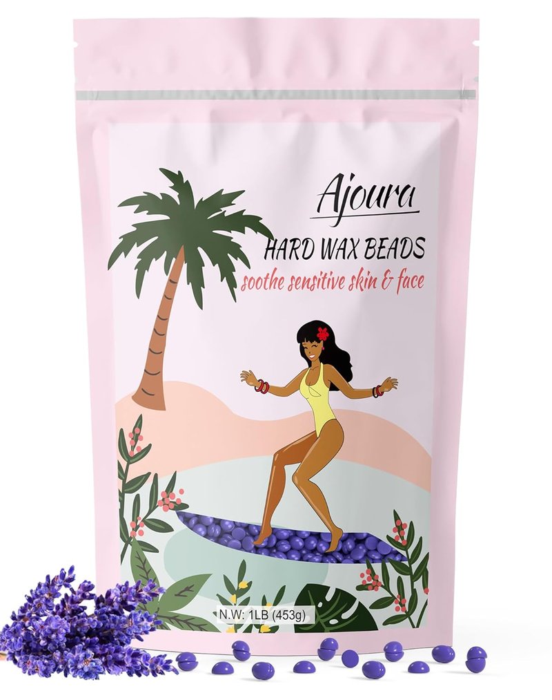Ajoura Hard Lavender Wax Beads - 1lb Full Body Hair Removal Wax | Brazilian, Bikini, Face, Underarms, Legs (Refill)