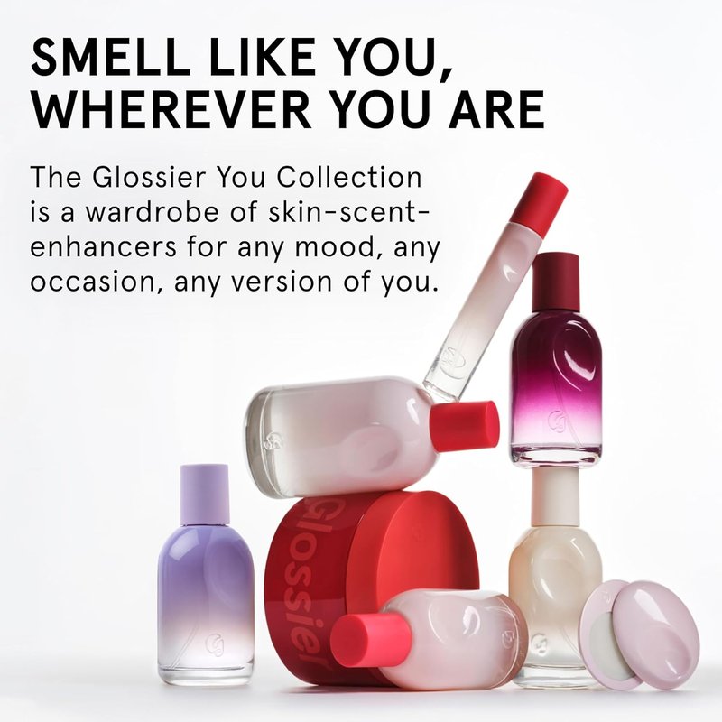 Glossier You Mini Wardrobe Fragrance Set - 4 Unisex Travel Size Eau de Parfum for Women & Men - Skin-Scent Enhancer Perfume Sampler, Smells Different on Everyone - You, Fleur, Doux, Rêve - 1.5ml Each