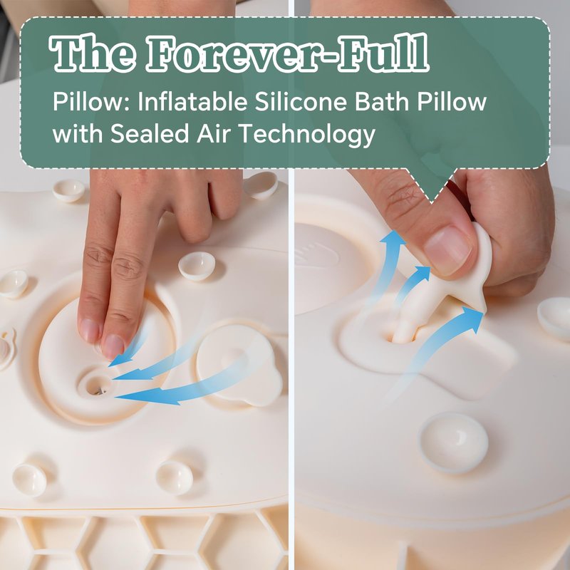 Luxury Silicone Bath Pillow for Tub, New Cloud-Soft 4D Air-Cushion Bathtub Pillow for Head and Neck & Back Support, Strong Suction Cups, Waterproof Quick-Dry Bathtub Headrest (White)