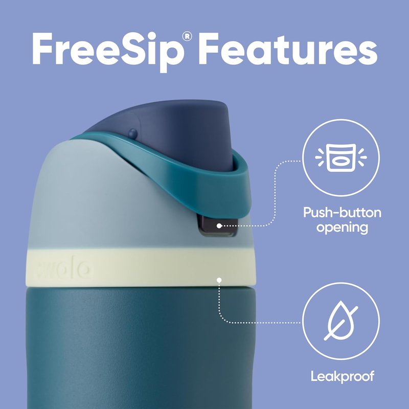 Owala FreeSip Insulated Stainless Steel Water Bottle - BPA-Free, 24 Oz, Denim Color, Perfect for Travel