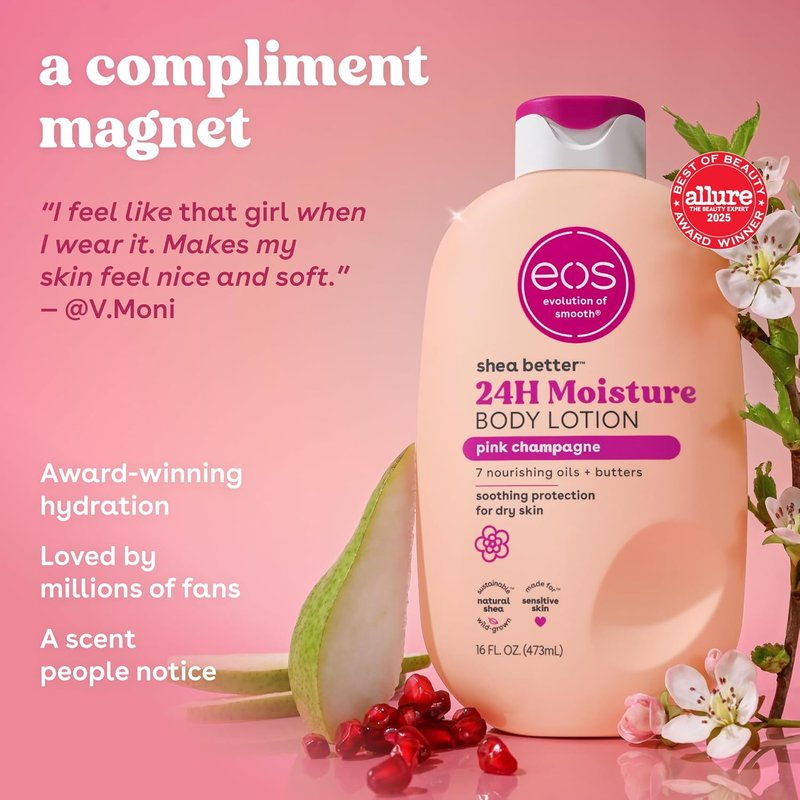Shea Better Body Lotion - Pink Champagne | 24-Hour Moisture, Lightweight & Non-Greasy, Vegan, 16 fl oz