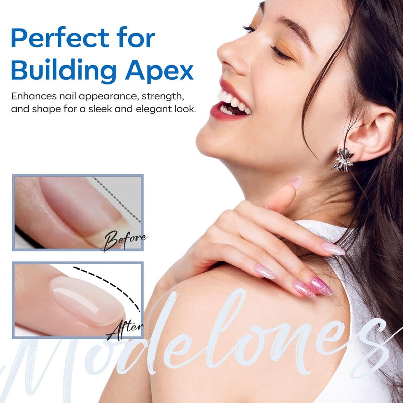 modelones Builder Rubber Gel Base Coat for Nails, Clear Rubber Base Gel Nail Polish for Strengthen/Apex Building/Enhance/Reinforced Long Lasting Fiber Protect Soak Off U V LED Gift for Thin Weak Nails