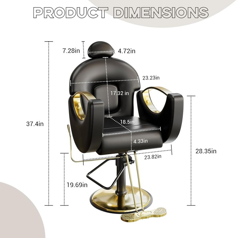 Reclining Salon Barber Chair - 360° Swivel Hydraulic Design | Heavy-Duty Pump, Adjustable Height, Multiple Colors