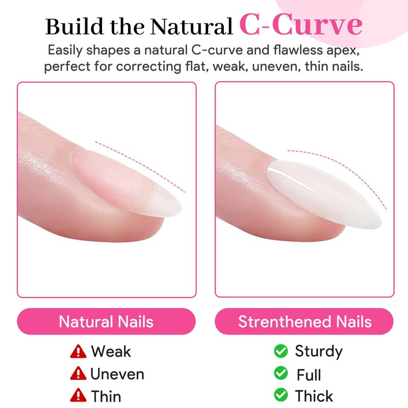 QIEK Builder Nail Gel, Milky White Builder for Nails Strengthener, 8-in-One Apex Enhancement Extension Hard Building Color Gel LED Lamp Cured Rubber Base Coat for DIY Beginners & Salon Manicure 16ML