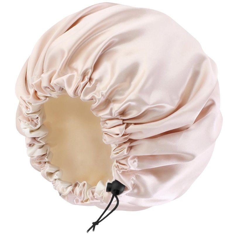 Satin Silk Bonnet for Curly Hair - Double-Layer Adjustable Sleep Cap | Large Size for Women