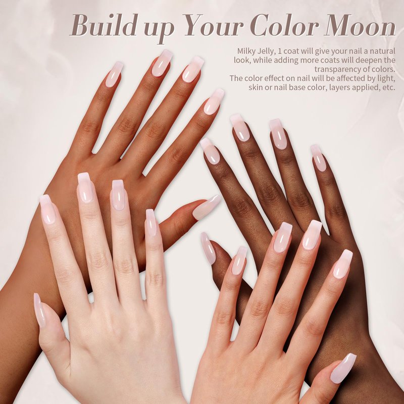 Born Pretty Milky White Gel Nail Polish Jelly White Sheer Translucent Neutral Gel Polish Soak Off Nail Art Gel 15ml, 0.54 Fl Oz