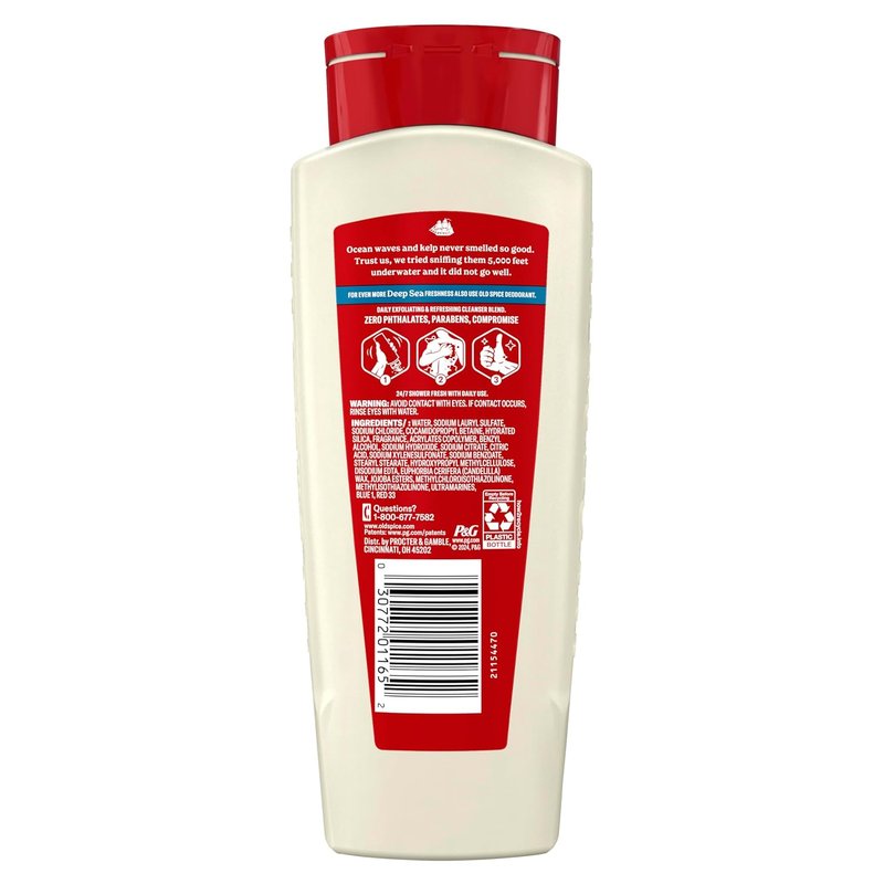 Old Spice Cleansing Body Wash for Men - 24/7 Fresh Scent, Exfoliating & Gentle Formula, Deep Sea & Kelp, 18 oz (Pack of 4)