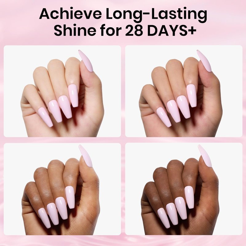 Beetles 3Pcs 15ml Pink Gel Nail Polish and No Wipe Gel Top Coat & Base Coat Set, Soak Off UV Lamp and Long Lasting Top Coat French Manicure Art Design Kit