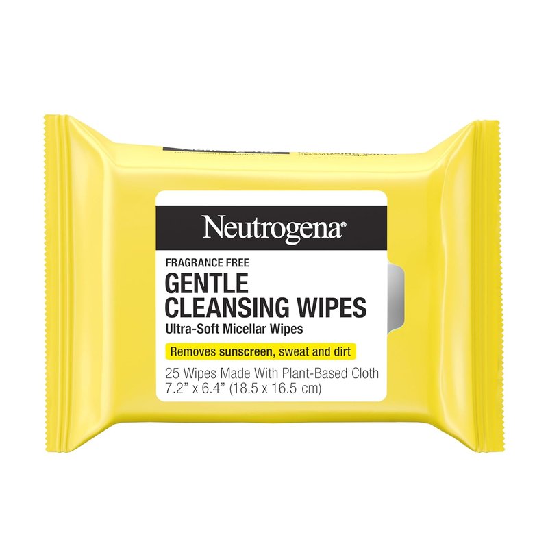 Neutrogena Gentle Facial Cleansing Wipes - Ultra-Soft Micellar Wipes for Sensitive Skin | Fragrance-Free, 25 Count