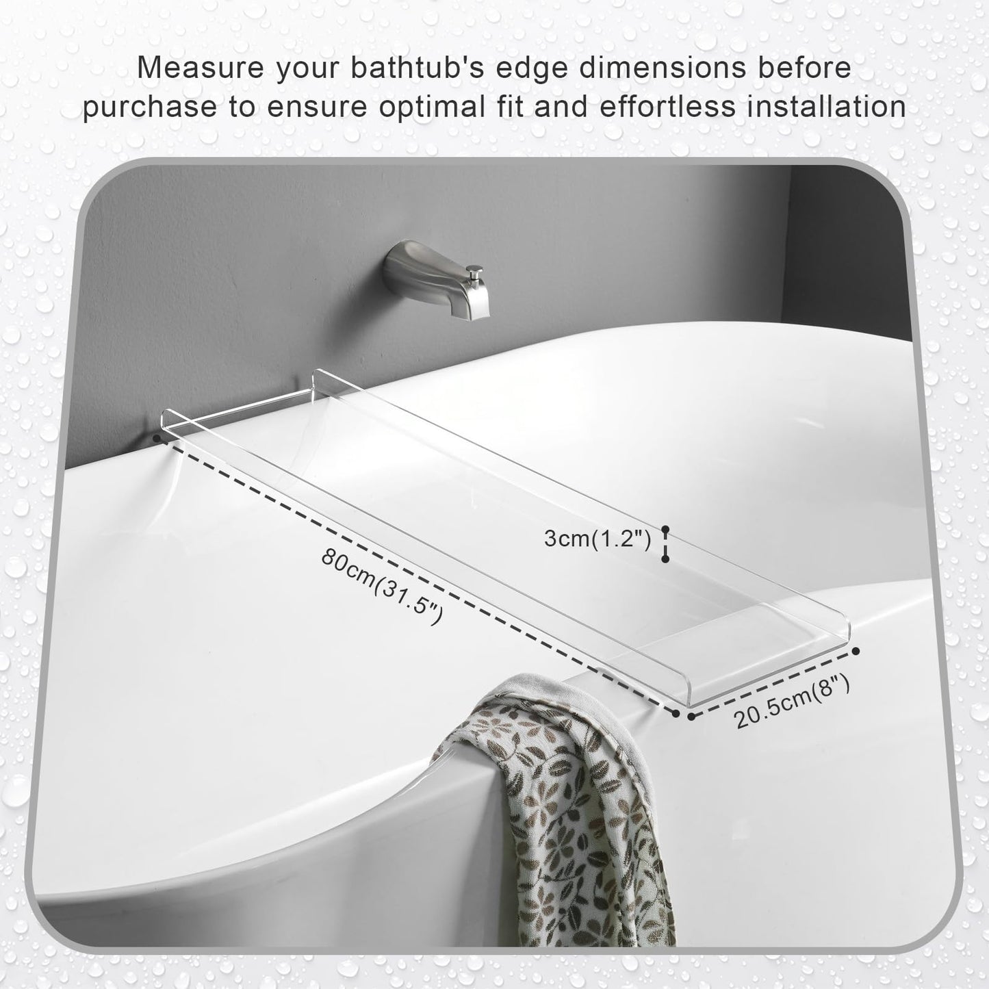 Clear Bathtub Tray Caddy, Bath Tub Rack Shelf, Luxury Bathroom Organizer Tablet Holder, Acrylic SHUNLI