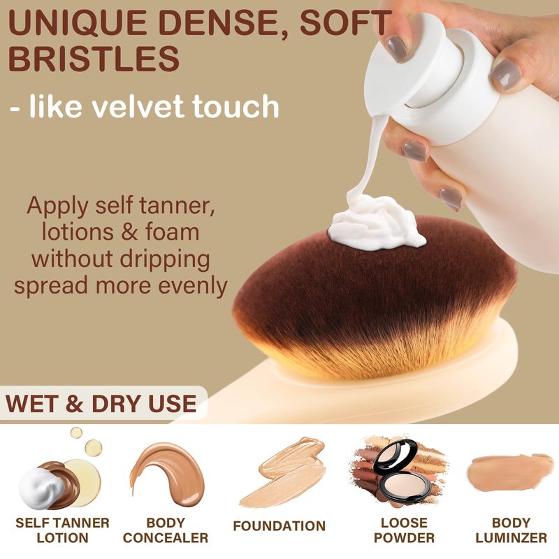 Lotion Applicator for Back, Feet, Long Handle Curved, Back Sunscreen Applicator for Kids, Women, Ultra Soft Bristles for Ultimate Comfy, Apply Cream Moisturizer, Self Tanner, Beige