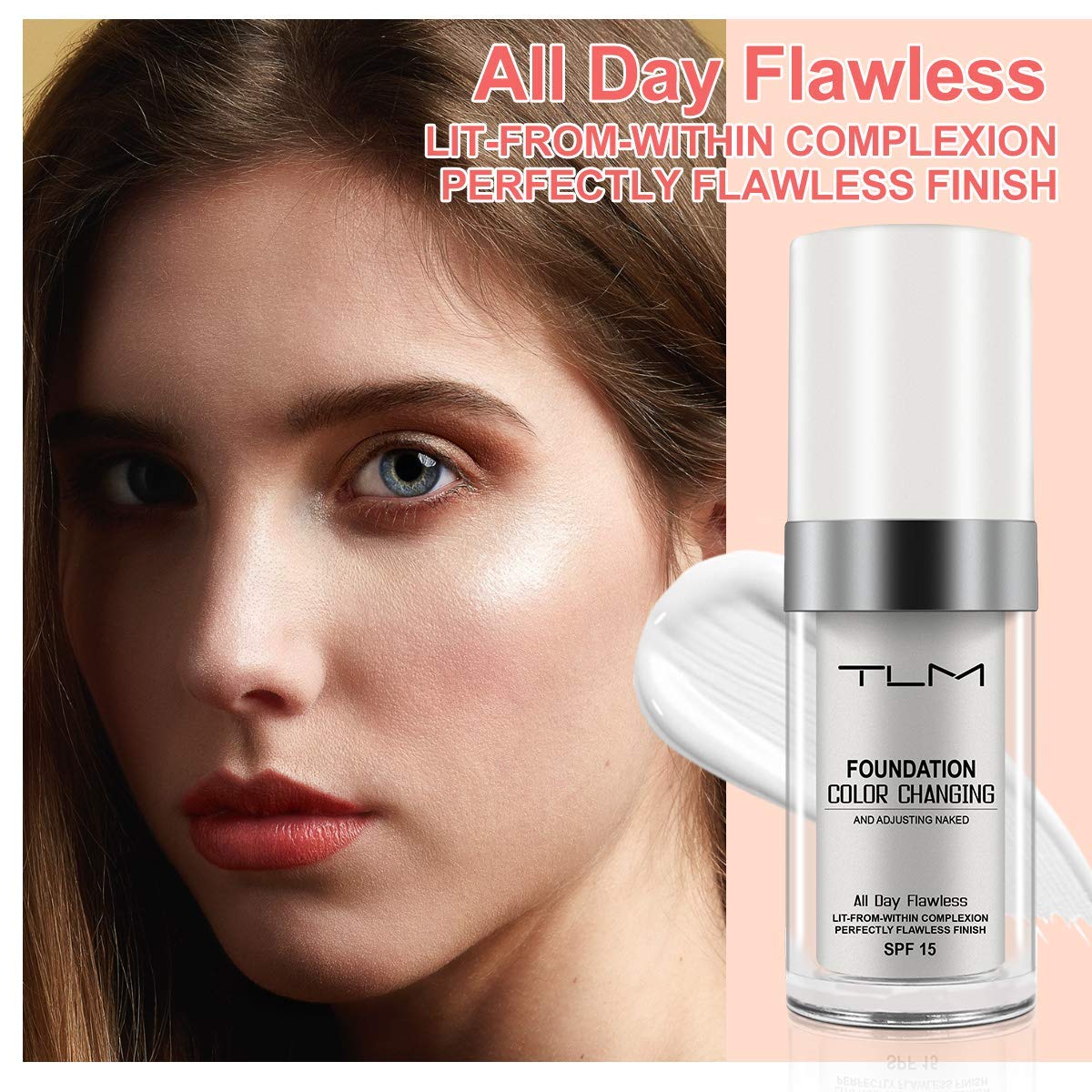 TLM Colour Changing Liquid Foundation - Wrinkle Hiding BB Cream | Moisturizing Fluid for All Skin Tones, SPF 15, 2-Pack