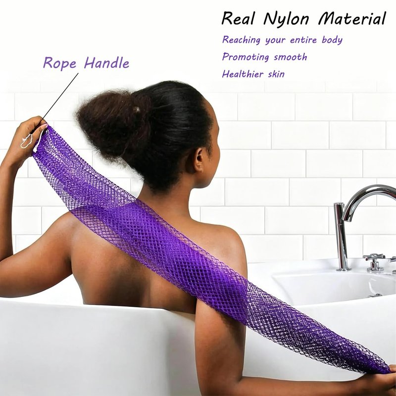 African Net Sponge Authentic Exfoliating Body Back Scrubber Bath Sponge Shower Loofah Washcloth Gentle for All Skin Types 2pcs