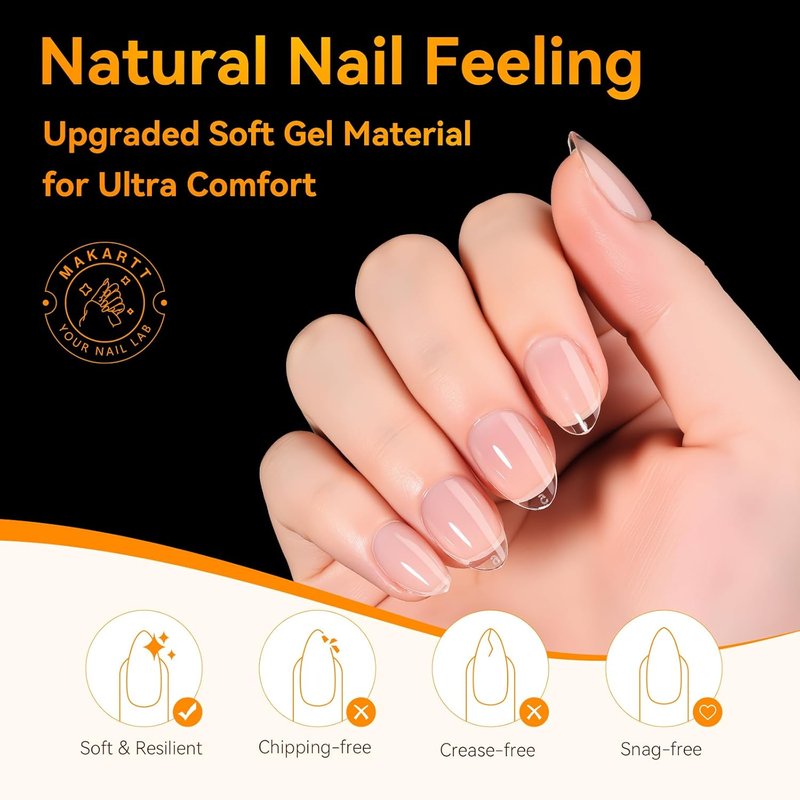 Makartt Almond Nail Tips: 510pcs Full Cover Extra Short Fake Nails, 15 Sizes Soft Gel Half Matte Pre-shape Soak Off for Press on Nails DIY for Extension No Crease Acrylic Nail Manicure Salon Home