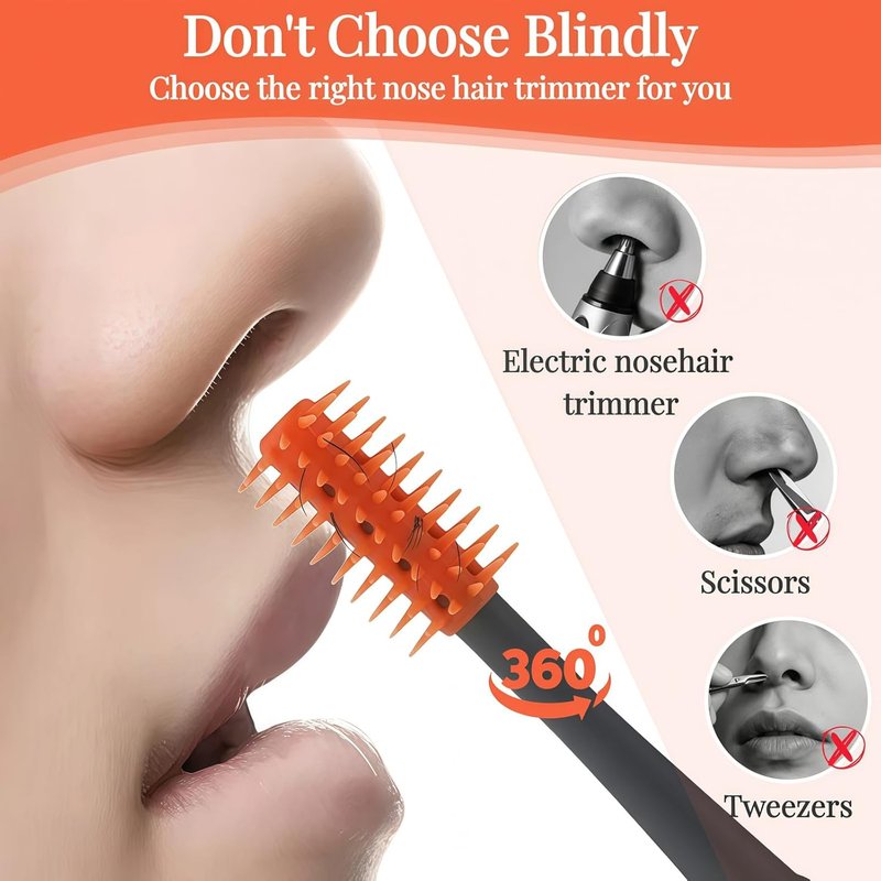 2-in-1 Nasal Hair Cutter - 360° Rotating Double-Sided Blade, Washable Grooming Tool | Travel Essential, Multicolor 3-Pack