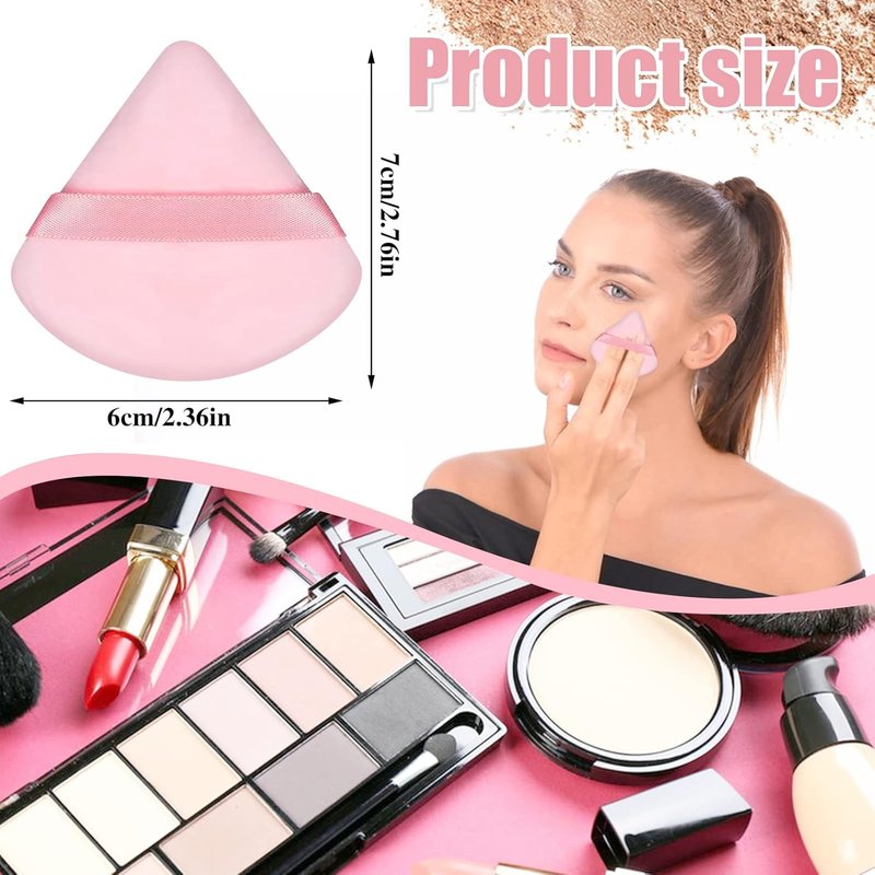 6 Pieces Makeup Powder Puff Set - Soft Velour Triangle Beauty Sponges for Loose Powder | Black & Pink