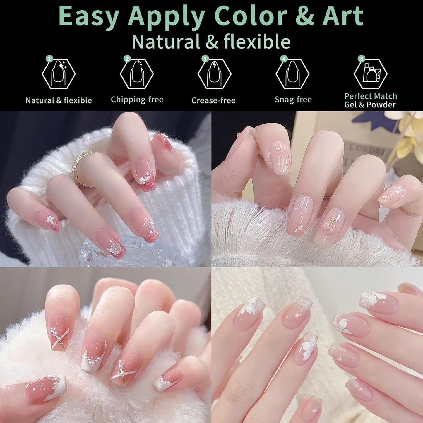 Skiennix Short Square Nail Tips - 216pcs Acrylic Fake Nails | Matte Clear Full Cover Press-On for DIY Manicure