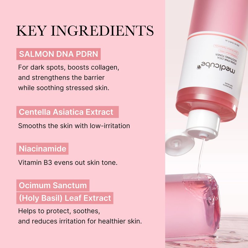 medicube PDRN Toner Salmon DNA PDRN CICA Soothing Toner | Lightweight & Watery for Skin Boosting, Soothing and Calming | Uneven Skin Tone Care with Peptide & Niacinamide | Korean Skincare, 8.45 fl.oz