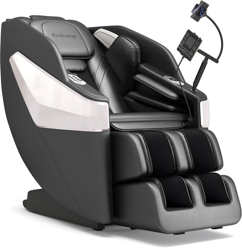 Redcamp Massage Chair Full Body: Zero Gravity with SL Track, 3D Robot Hands, Heat, Airbag Massage, Foot Roller, Bluetooth, Body Scan, LED Remote, Wireless Phone Charging,Black