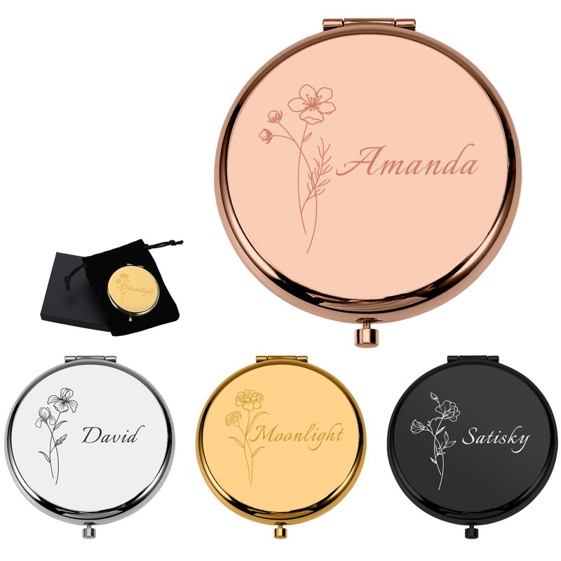Personalized Compact Mirror - Custom Pocket Mirror for Women,1X/2X Magnifying Travel Makeup Mirror for Purse – Mother's Day Birthday Gifts for Mom Grandma Wife Friend Sister Bridesmaid Wedding (M000)