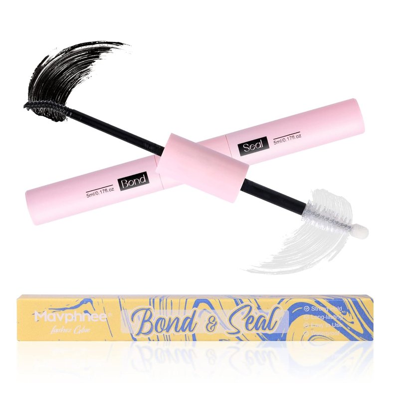 Lash Glue Bond and Seal Long Lasting Strong Hold Waterproof 2 in 1 Cluster Eyelash Glue for DIY Lash Extensions by Mavphnee