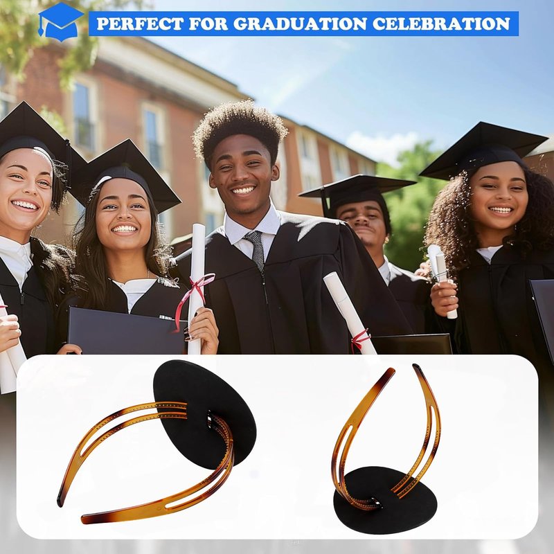 QDTK Graduation Cap Headband Brown Firm Anti-fall Hairband for Graduation Hat with Adhesive Felt,Round Adjustable Grad Cap Head Band Hat Accessories for Graduates(02)
