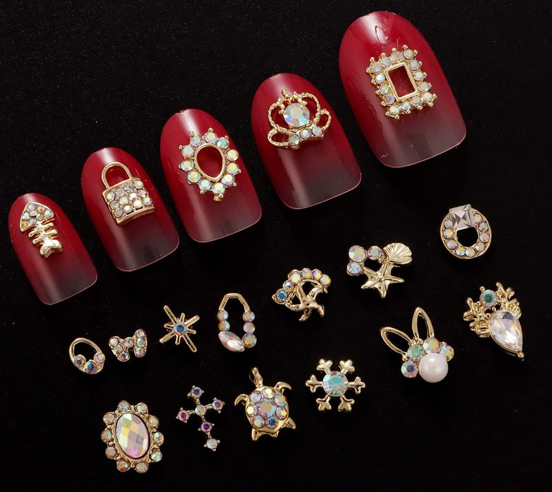 60/100pcs Nail Gems & Rhinestones with Sparkling AB Crystal Fake Diamonds - Nail Art Decoration for Women & Young Ladies
