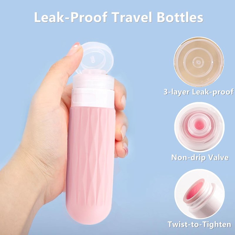 IYYI Travel Bottles - TSA Approved Silicone Toiletry Containers | Leakproof & Refillable (Gray, 90ml)
