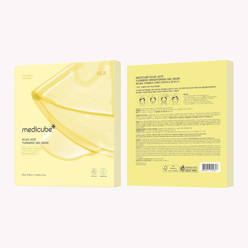 Medicube Jelly Gel Mask - Brightening Kojic Acid & Turmeric | Overnight Hydrating Face Mask for Radiant Skin | 28g x 4ea