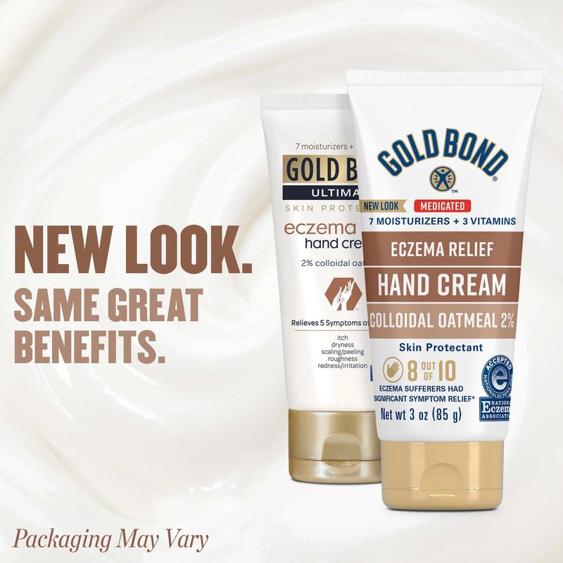 Gold Bond Medicated Eczema Relief Hand Cream, 3 oz., Skin Protectant Cream with 2% Colloidal Oatmeal