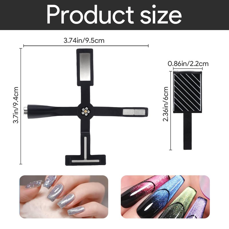 11Pcs Cat Eye Magnet for Nails Polish, 3-in-1 Nail Art Magnet Pen set Magnetic Cat Eye Gel Nail Polish Accessories Art Design Kit Tools, Multifunctional Magnet for Cat Eye Gel Polish Set Black