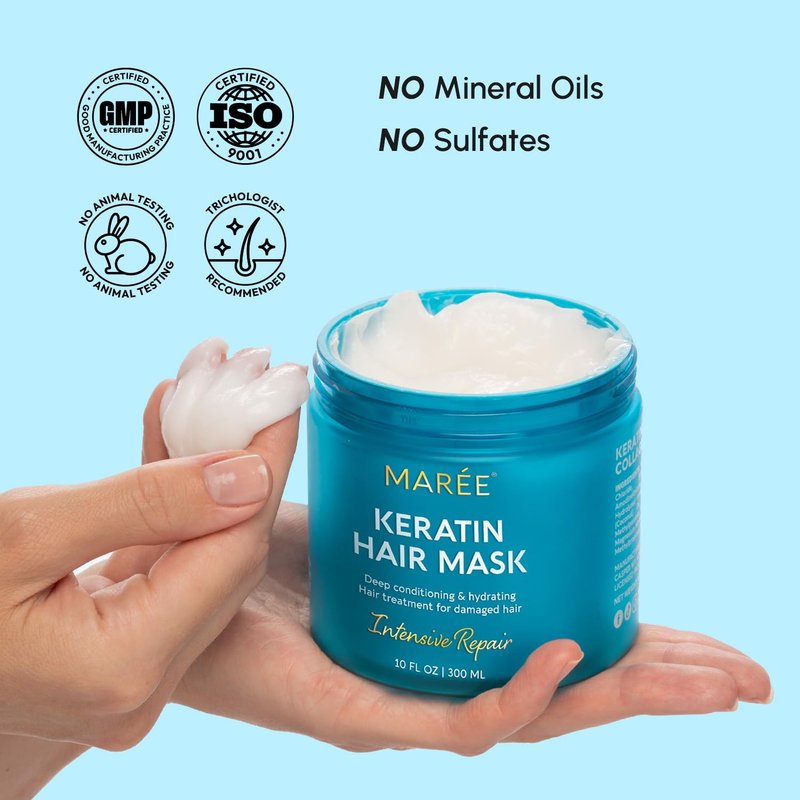 Deep Conditioning Hair Mask | Keratin Treatment for Damaged Hair – Hydrating & Repairing – Ideal for Dry, Curly Hair