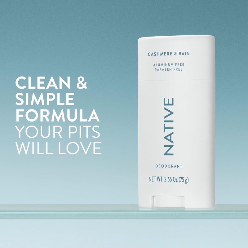 Native Deodorant - Naturally Derived 72-Hour Odor Control | Aluminum-Free Cashmere & Rain, 2.65oz