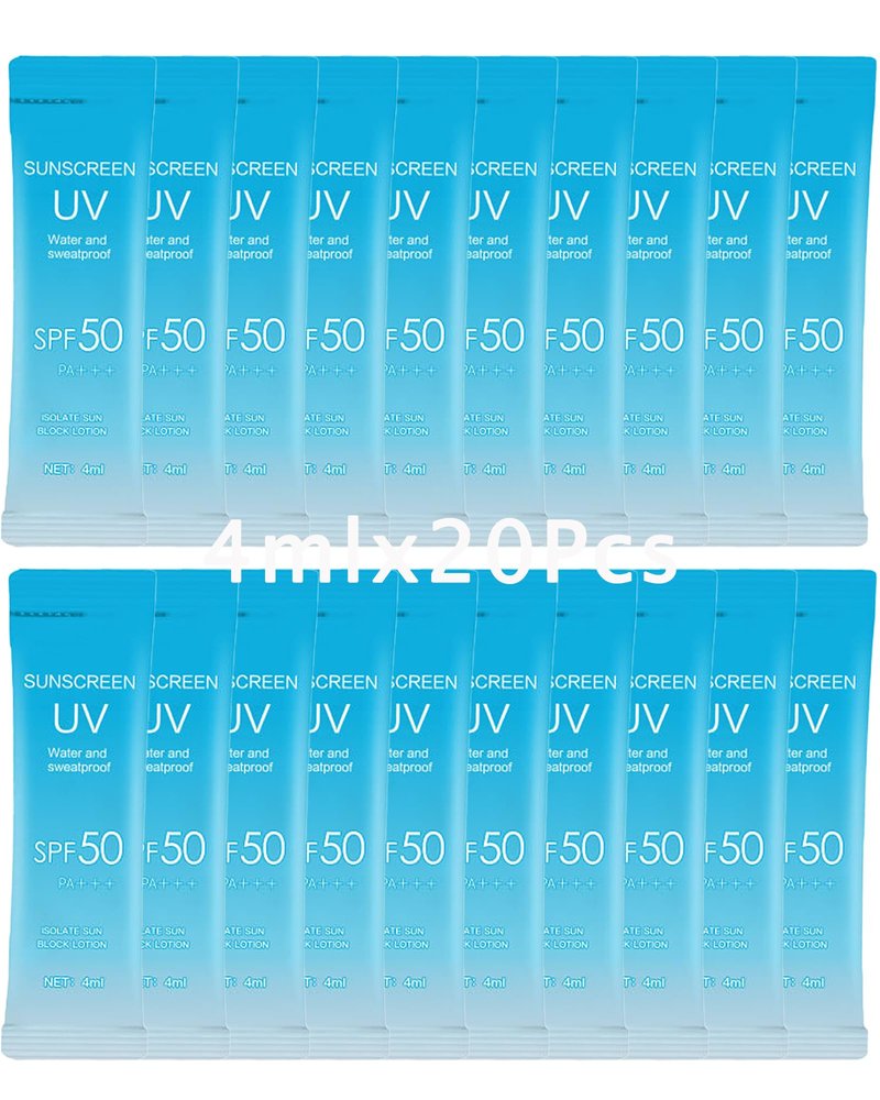 20 Pack Sunscreen SPF50+PA+++ (4ml Each),Moisturizing Travel Size Sunscreen Bulk Christmas Gift Lightweight &Portable,Face&Body Waterproof Mini Suncreens Lotion Women Travel Outdoor Daily Use-A