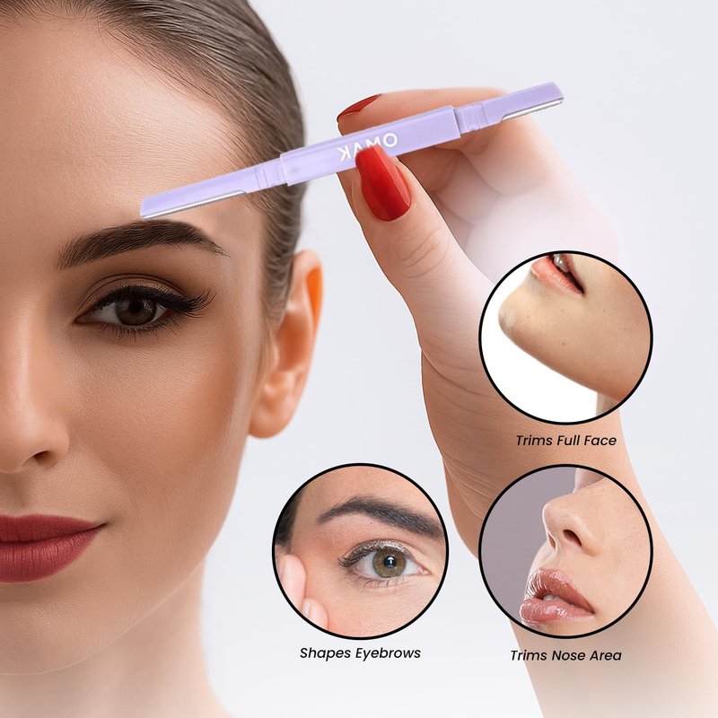 Double-Ended Face Razor for Women – Eyebrow & Dermaplaning Tool | 6 Pack = 12 Blades Stainless Steel | Peach Fuzz Remover & Exfoliator for Smooth, Glowing Skin
