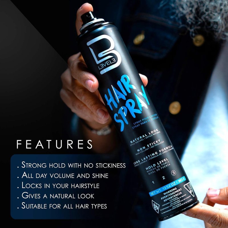 Level 3 Hair Spray by L3 - Long Lasting Strong Hold for All Hair Types - Ideal for Men & Women