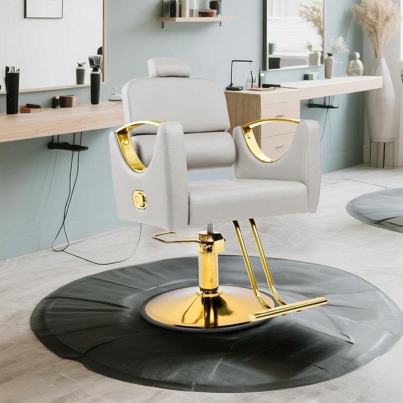 Reclining Salon Chair for Hair Stylists - 360° Swivel Barber Chair with Heavy-Duty Hydraulic Pump
